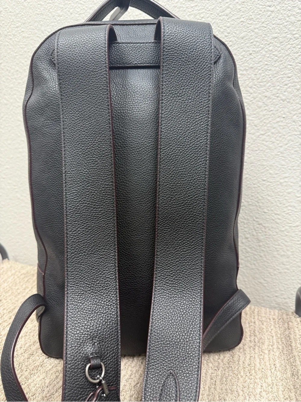 Black Tea Rose Appliqué Leather Backpack